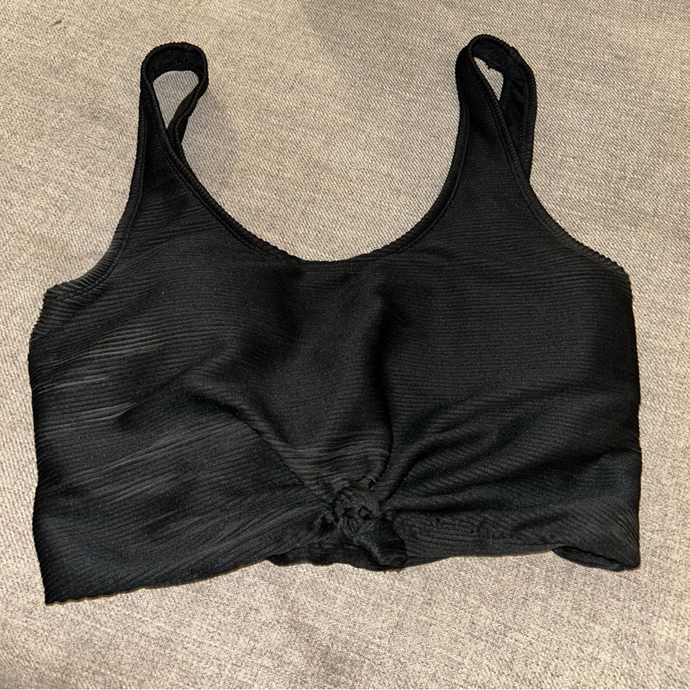 Coral Reef Black Ribbed bikini Top